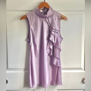 KENAR Lavender satin ruffled slip